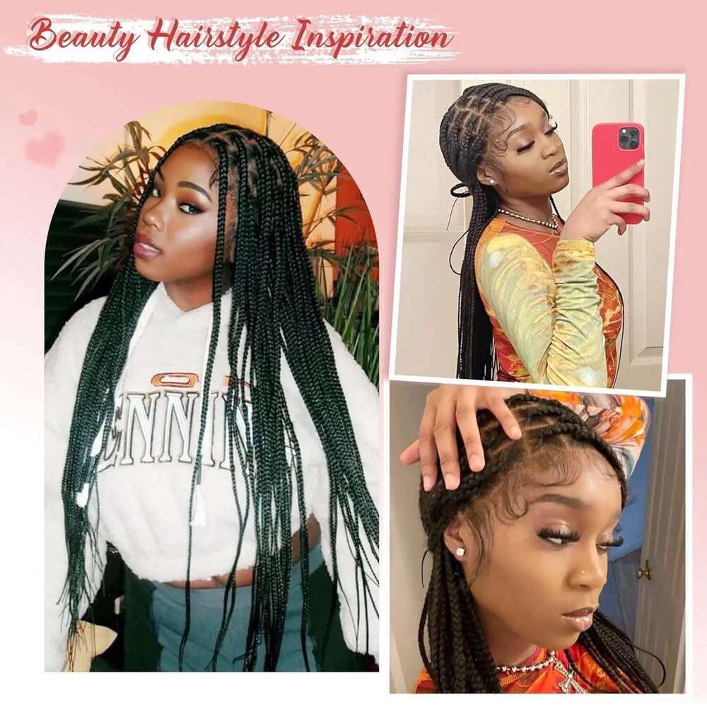 Synthetic Long Wigs Box Braids Full Braided for Black Women Blended Lace Front Braiding Hair Wig