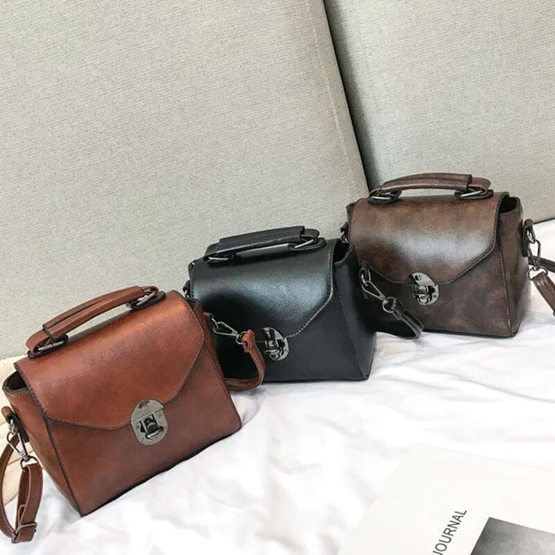 Women Vintage PU Leather Small Top-Handle Shoulder Ladies Casual Flap Crossbody Female Messenger Bags