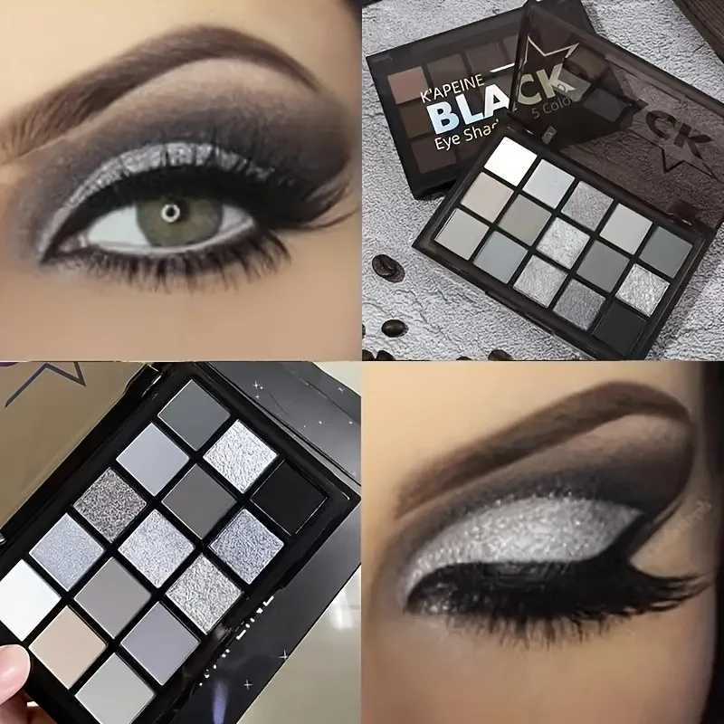 Smoky Black Eyeshadow Palettes 15 Color Dark shimmer matte metallic makeup palette light gray dark silverXJ250520