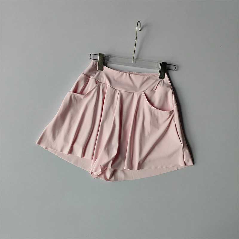 Running Sports Shorts Loose with Pockets High Waist Belly-closing and Anti-exposure Fitness Tennis Skirts Ice Silk Quick DryingXJ250520