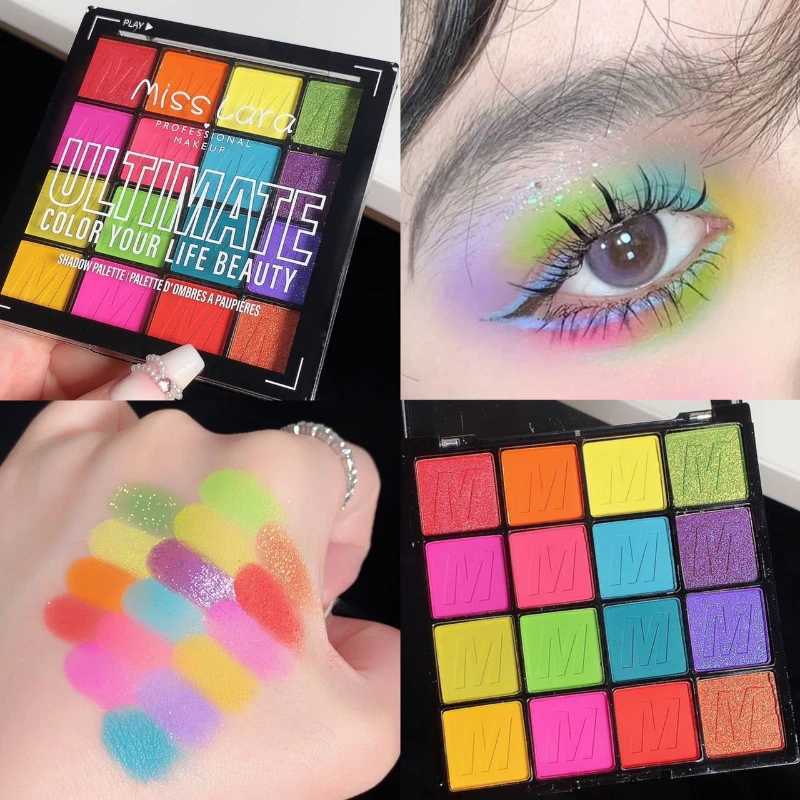 Rich Color Eyeshadow Plate Glitter Pearlescent Eye Shadow 16-color Ultimate Shadow Palette Bright Green Blue Eye Makeup CosmeticXJ250520