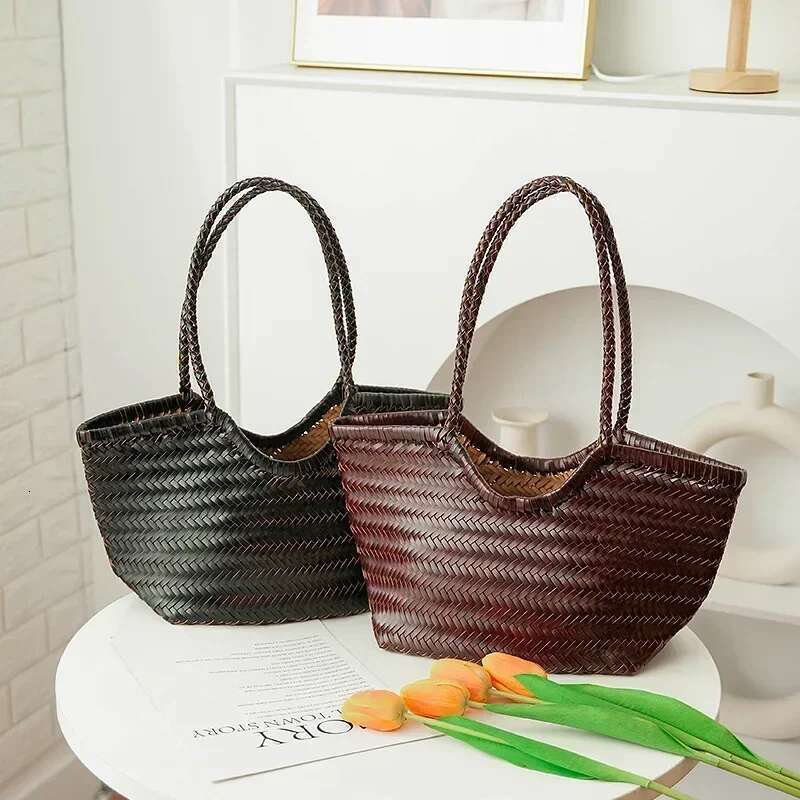 Genuine Leather High Quality Handmade Woven Handbag