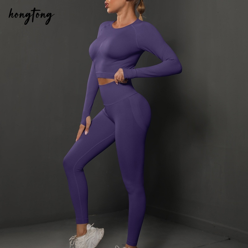 Yoga set gym set pilates women long sleeve pants two piece setskinny quick dry breathable moisture wicking outdoor running workout clothes size s-l