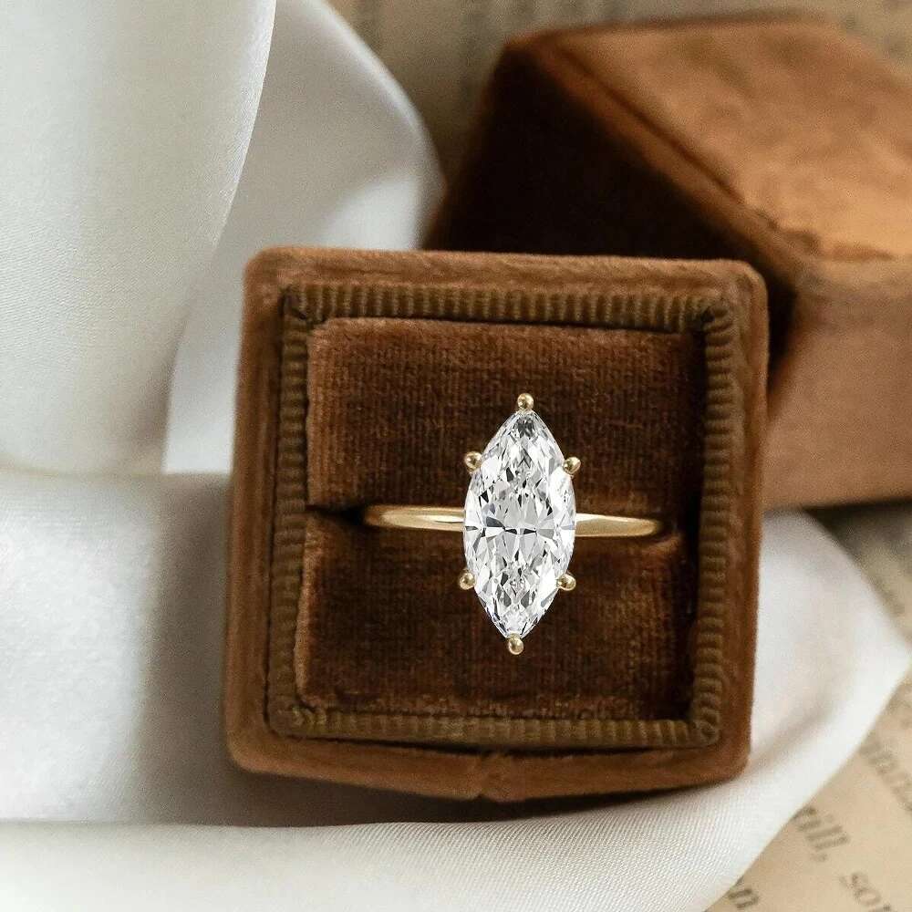 1CT 2CT Marquise Cut Solitaire Moissanite Engagement Ring For Women 925 Sterling Silver 6 Prong Wedding Band With GRA Certified
