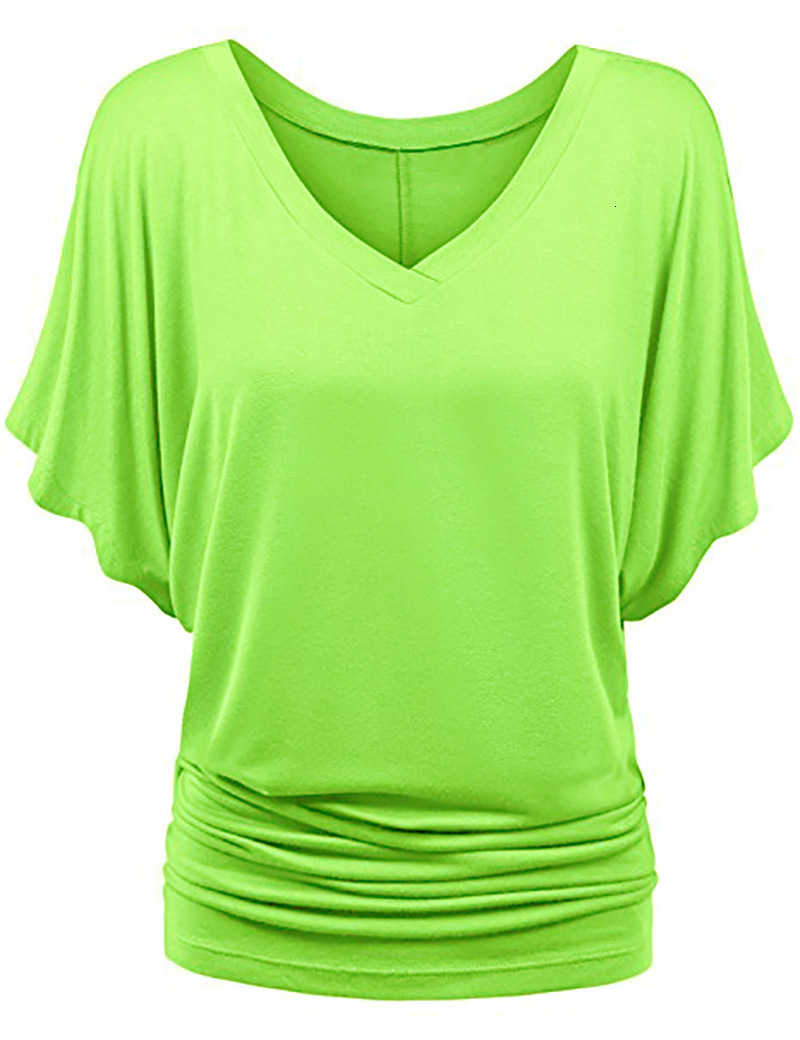 Designer Clothing Large Women's Loose Bat V-neck Short Sleeved T-shirt Top Fashion 2025 New Versatile Trendy Style