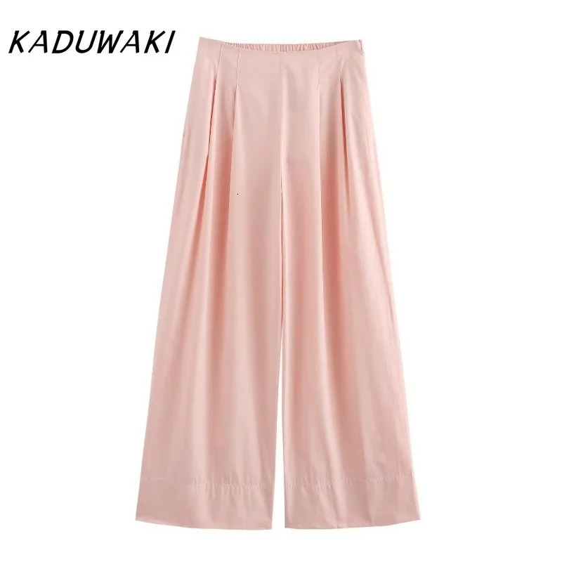 KADUWAKI Classic V-neck Sleeveless Lace Up Tops European/American Style Fashion Loose Mid Waist Wide Leg Pants Ins 2-piece Sets 250516