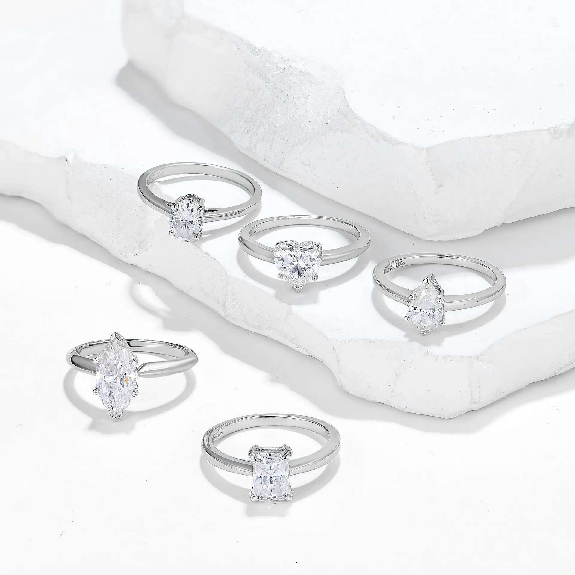 COSFIX Princess Cut Women Moissanite Diamond Pear/Marquise/Oval Cut Moissanite Rings for Women Luxury Four Claws Women Rings