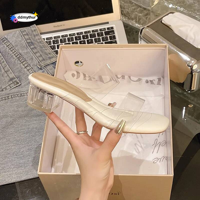 Summer Pumps PVC Jelly Open Toe High Heels Women Transparent Perspex Slippers Shoes Heel Clear Sandals ddmythur