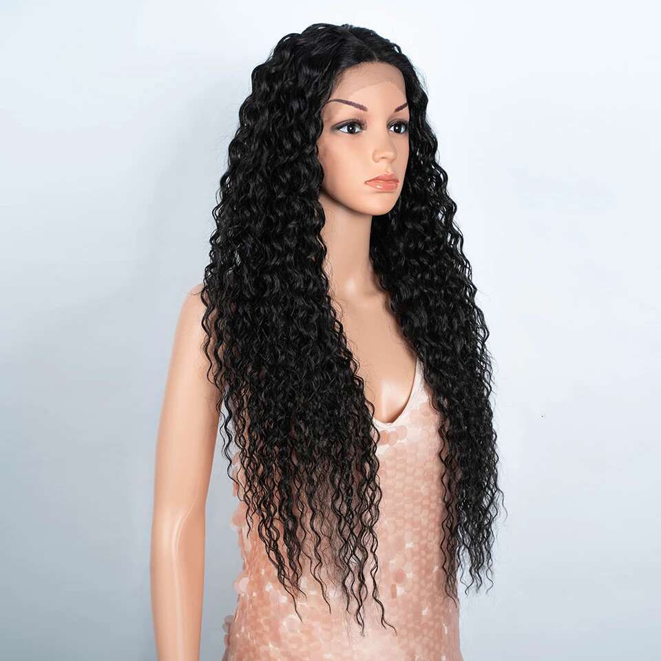 Synthetic 30 Inch Long Curly Hair Wigs For Women Ombre Brown HD Lace Front Cosplay Wig Heat Resistant