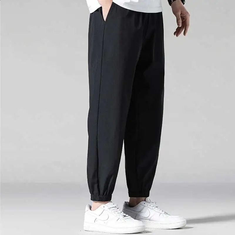 Ice silk pants for men in summer thin casual quick drying sports sweatpants loose ankle Haren 250517