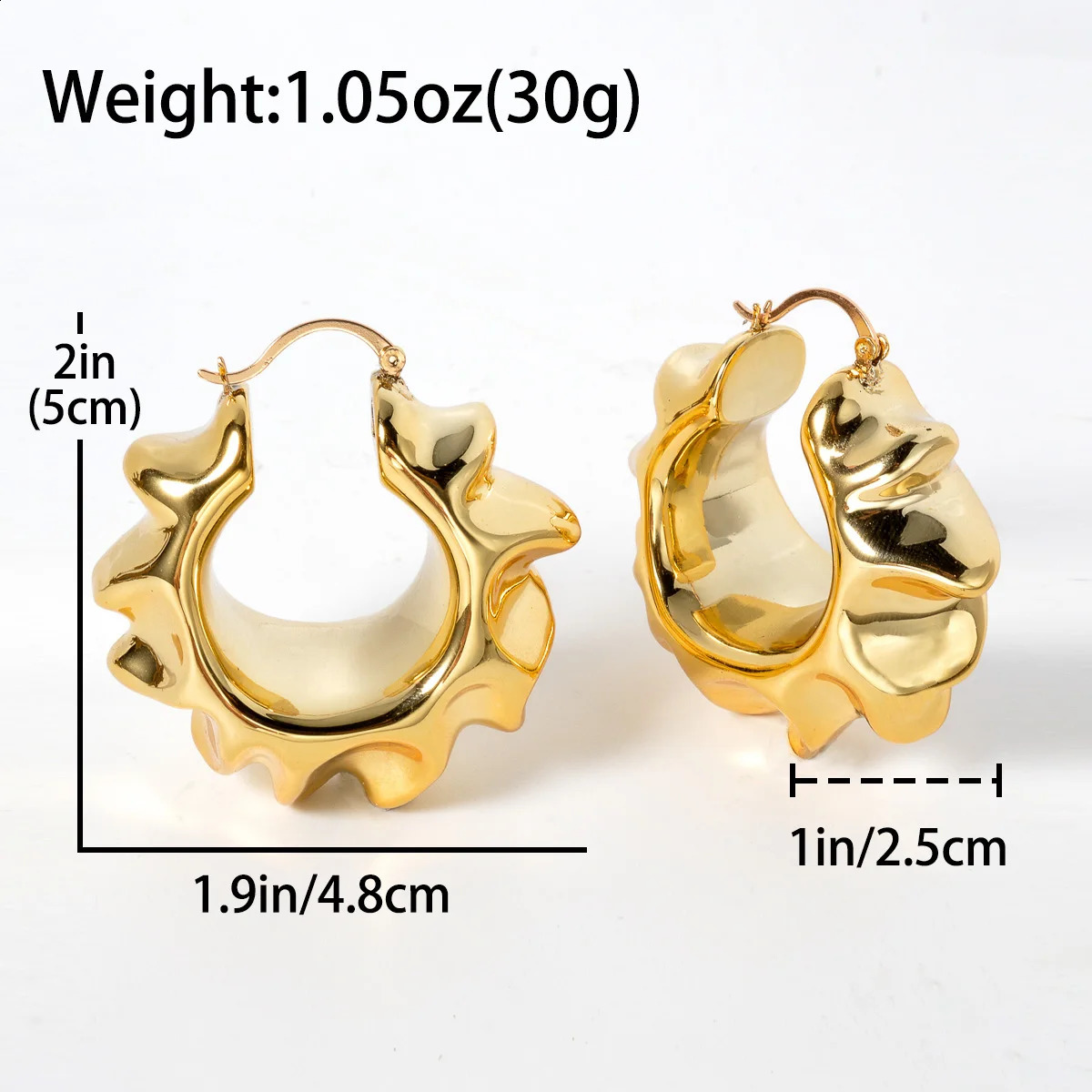 Fashion Geometry Hoop Earrings for Women Girl 18K Gold Plated Statement Big Earrings Vintage Jewellery Accessories Party Gift 250519