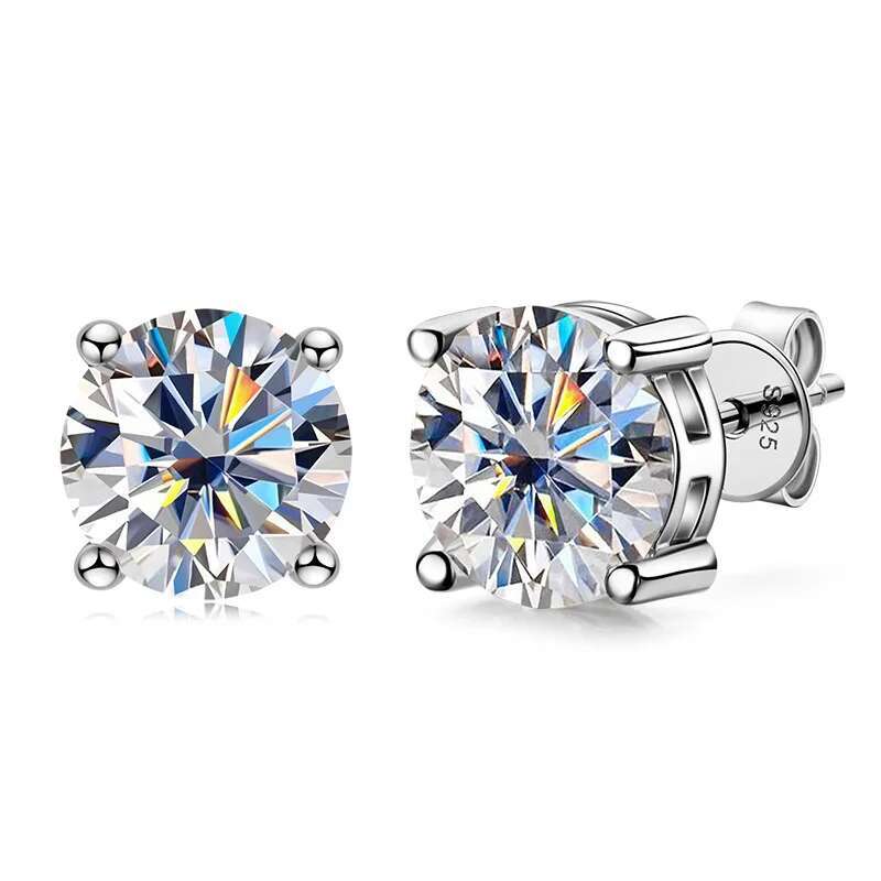Moissanite Stud Earrings for Women 1-5ct Women Full Moissanite Stud Earrings Luxury Round Cut Womens Moissanite Stud Earring