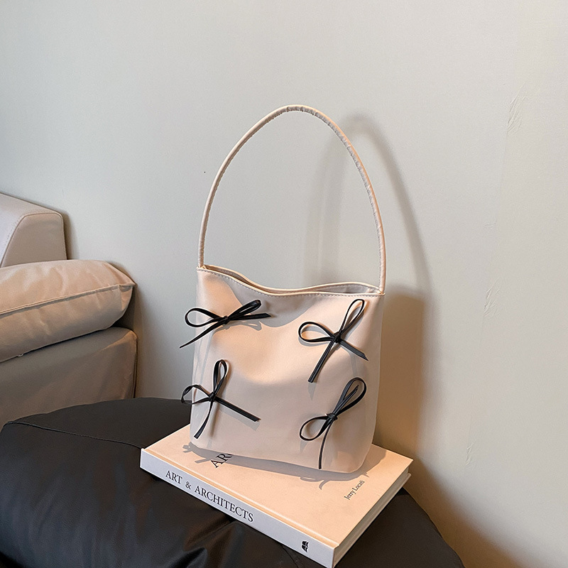 Free Delivery Designer Bag Large Capacity For Women 2025 Simple And Versatile Bow Shoulder Texture Bucket Commuter Tote Bag Luxury Bag