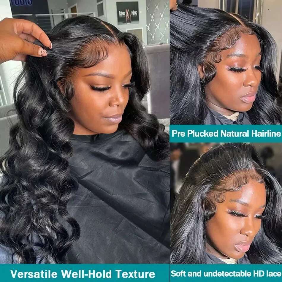 13x6 HD Transparent Frontal Human Hair Wigs 250% 30 40 Inch Body Wave Lace Front Wig Brazilian For Black Women