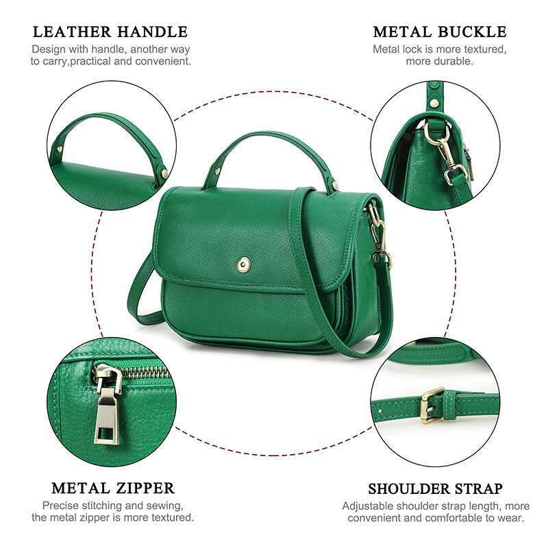 Contact'S Women Crossbody Genuine Leather Fashion Solid Color Shoulder Bag For Female Designer Messenger Tote Handbag