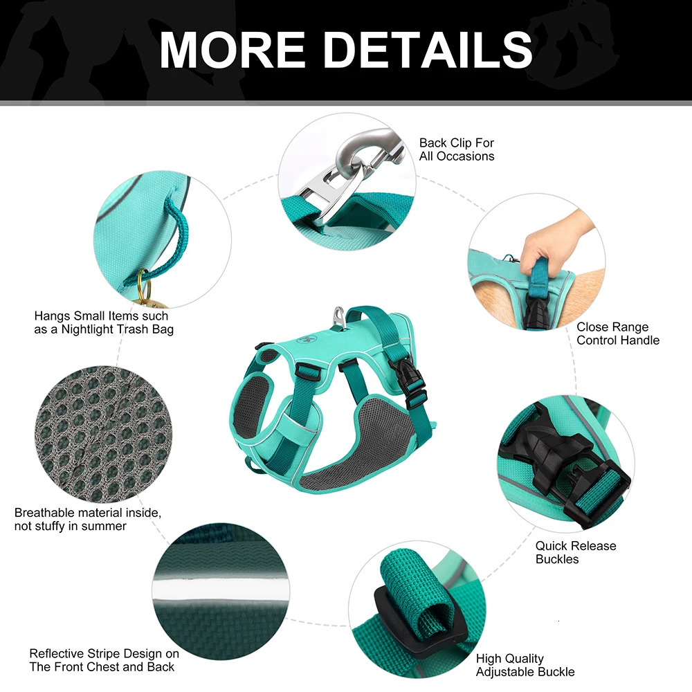 Mesh Breathable Dog Harness Nylon Reflective Dog Harnesses Vest Durable Pet Training Vest Adjustable for Small Medium Large Dogs 250512