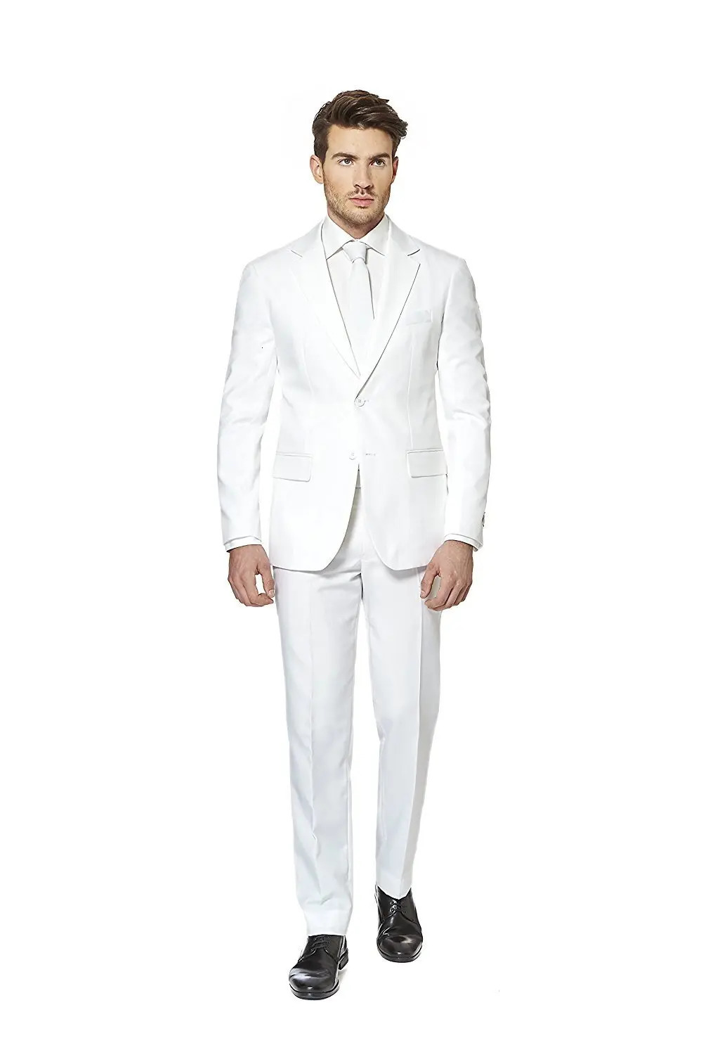 White Slim Fit Mens 2Piece Suit Notch Lapel Two Buttons Business Wedding Prom Groom Tuxedos Jacket Pants Set 250514