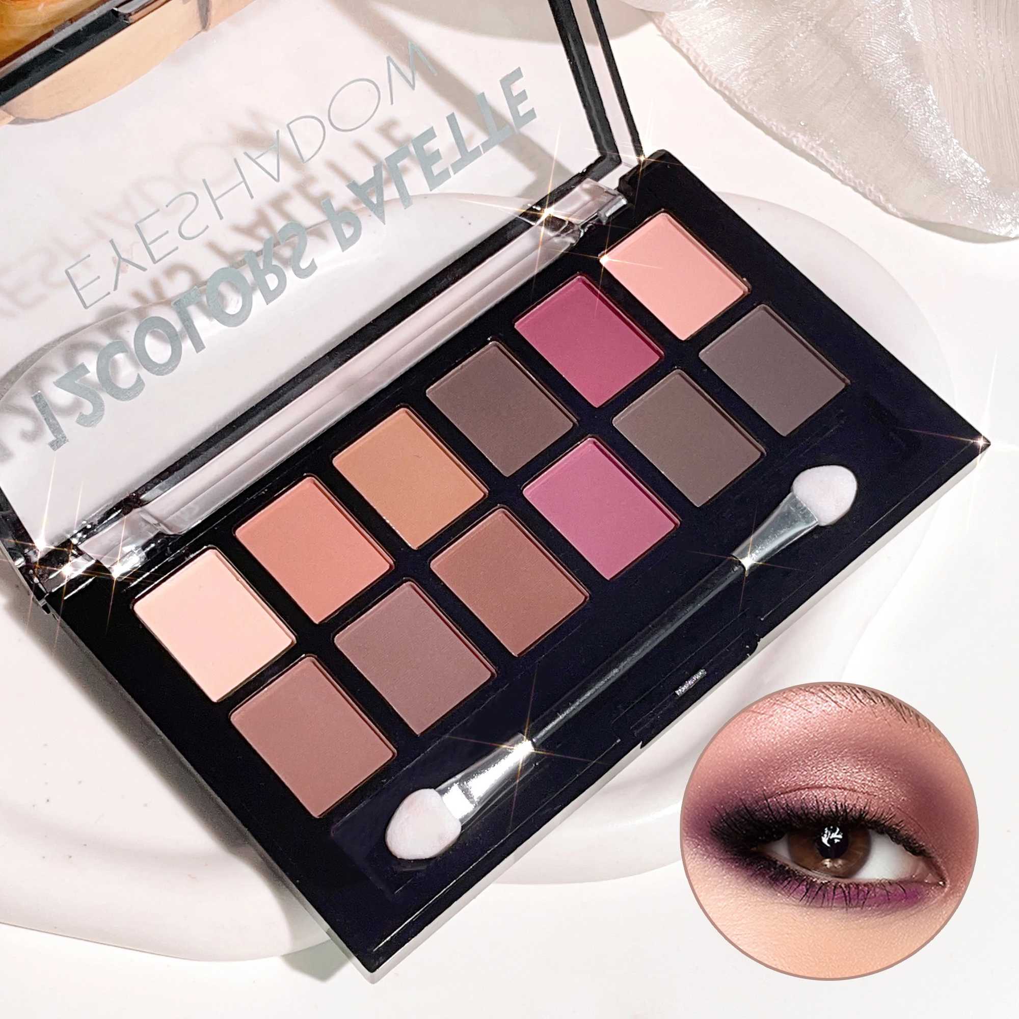 12-color eyeshadow palette large pan multi-color European and American style ins shimmer mashed potato matte eyeshadow palette W250520