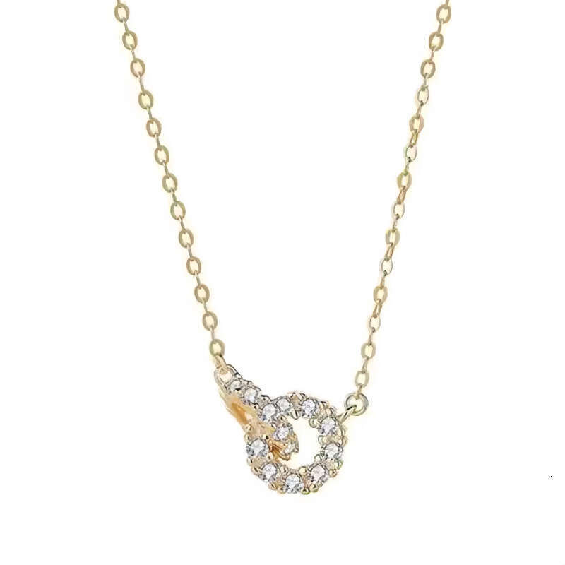 New 925 Sterling Silver Double Ring Necklace Female Clavicle Chain Simple Temperament Necklace Wedding Jewelry Accessories