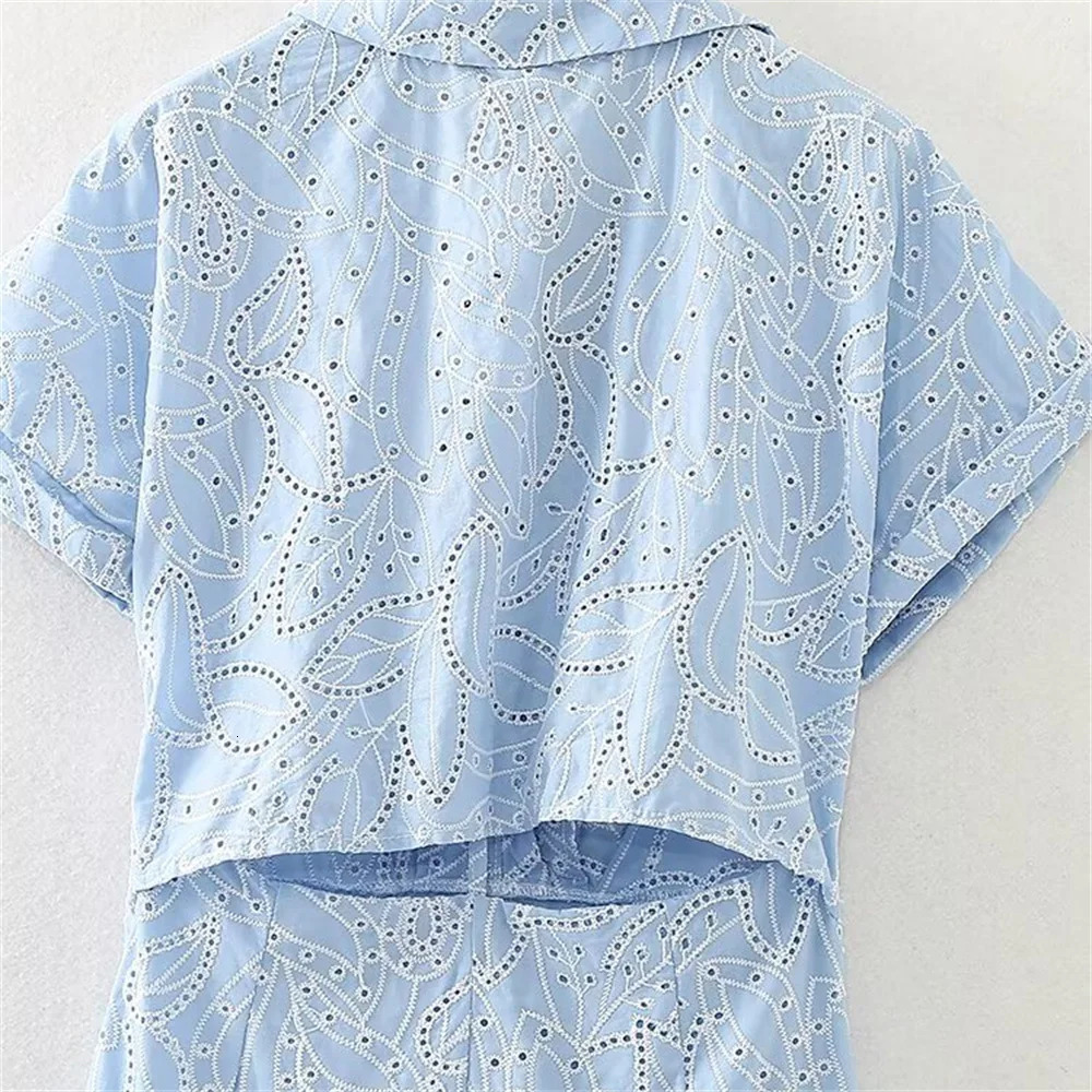 womens casual and elegant European American style n retro hollow y shirt dress 250520