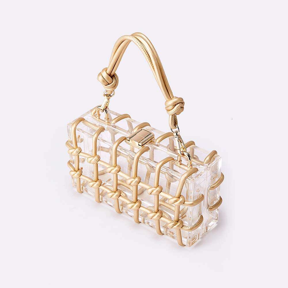 Women's shiny rhinestone handmade dinner bag, acrylic handbag, hand-held bag