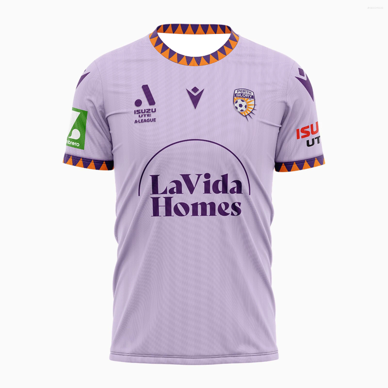 Men's T Shirts Perth Glory Summer 24-25 Season Home Luxury Designer Free Shipping And Away 3D Printed T-shirt Comfortable Breathable Outdoor Spor