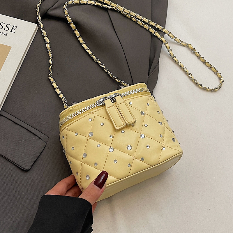 New Summer Exquisite Mini Women's Multi functional Chain Slant Body Super Popular Square Bag Korean Style Fashion Diamond Grid Box bag Single Sho