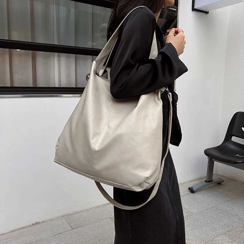 LEFTSIDE Fashion Big Leather Tote Bag for Women 2025 Tend Females Simple Large High Capacity Retro Shoulder Side Bag Handbags M250520