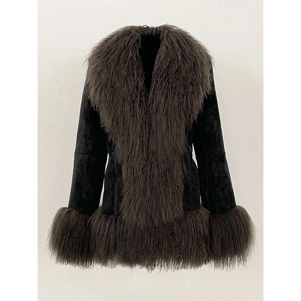 OFTBUY Thick Warm Fashion Overwear Lady 2025 New Winter Women Natural Mongolia Sheep Jacket Real Rabbit Fur Coat Female