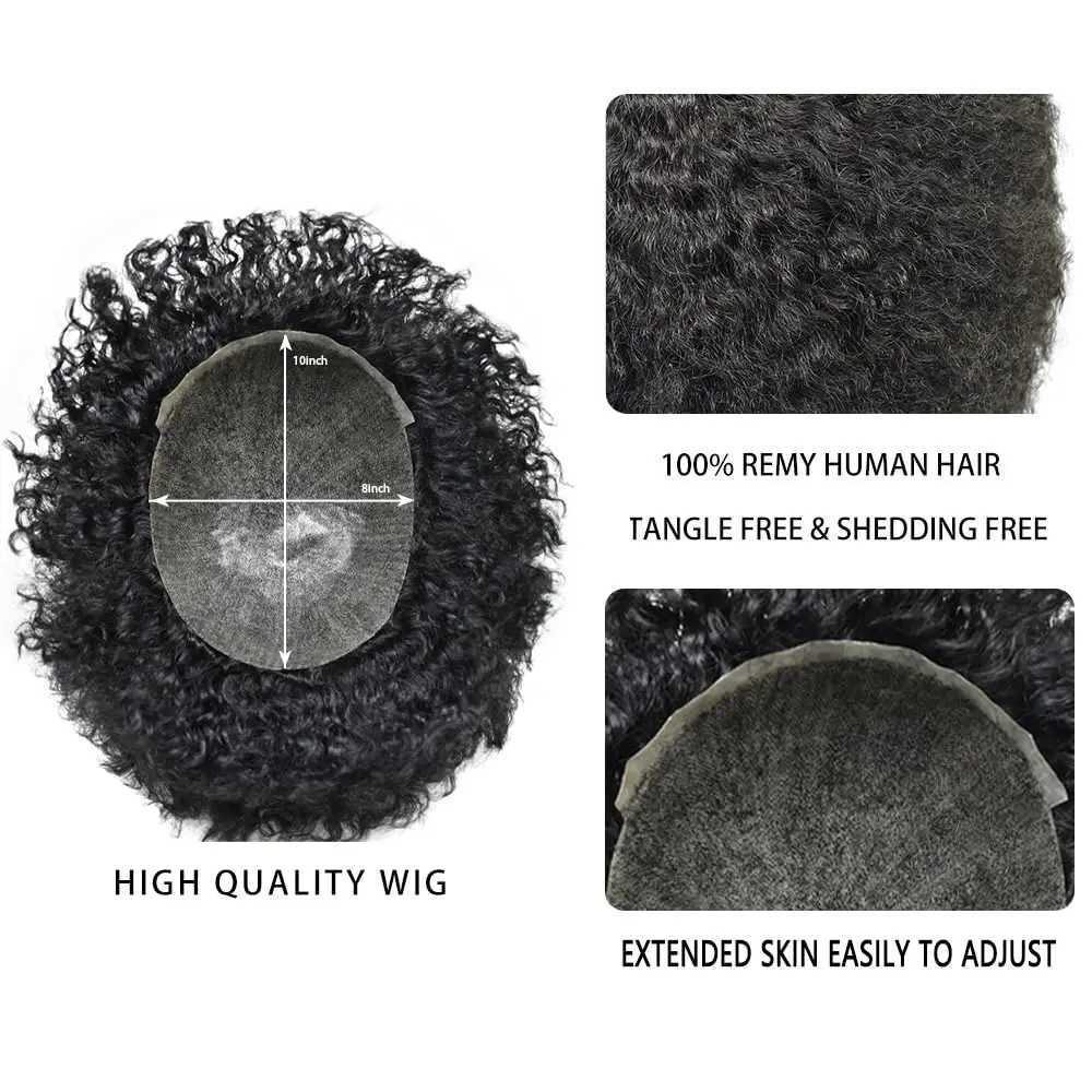 Queen Curly Hair Skin Men Toupee Durable Injection Pu Hair System For Black Men Human Hair Wigs Male Hair Prosthesis Wigs For Man z250520