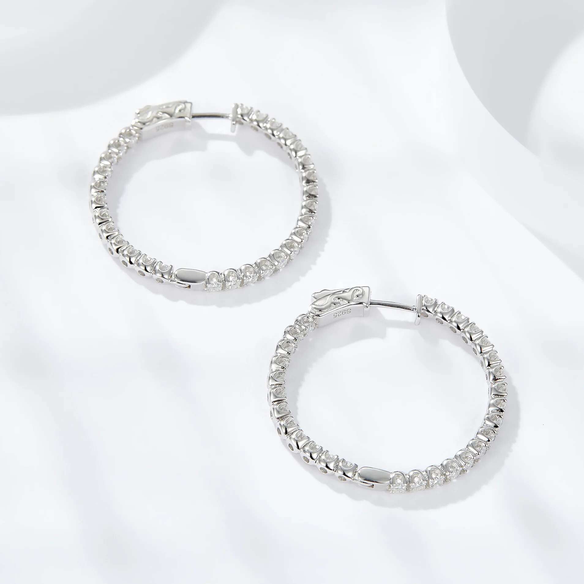 COSFIX 100% 925 Sterling Silver Real 1.23ct Moissanite Earring Hoops For Women Sparkling Wedding Party Luxury Fine Jewelry Gift
