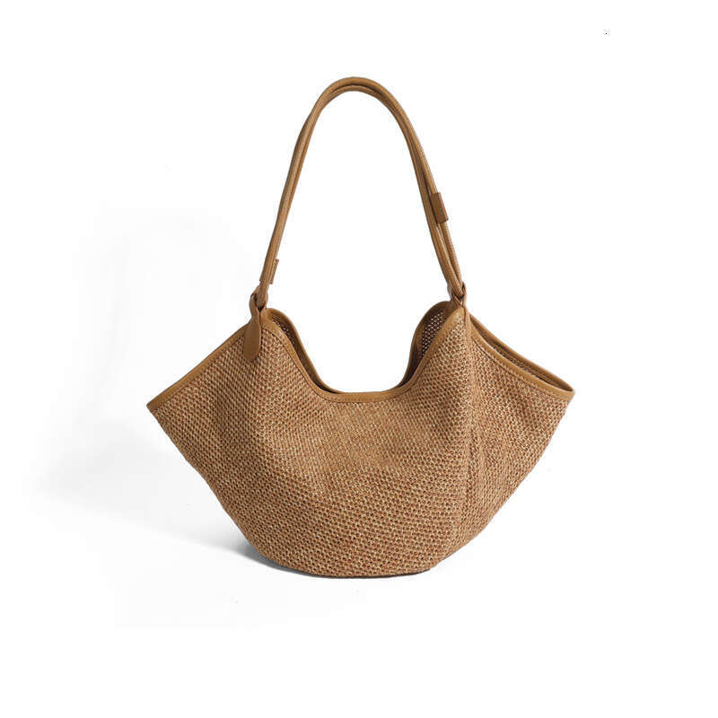 Women's Bags Designer French Summer Vacation Grass Woven Splicing Large Capacity Tote Dumpling Lazy Style Shoulder Bag