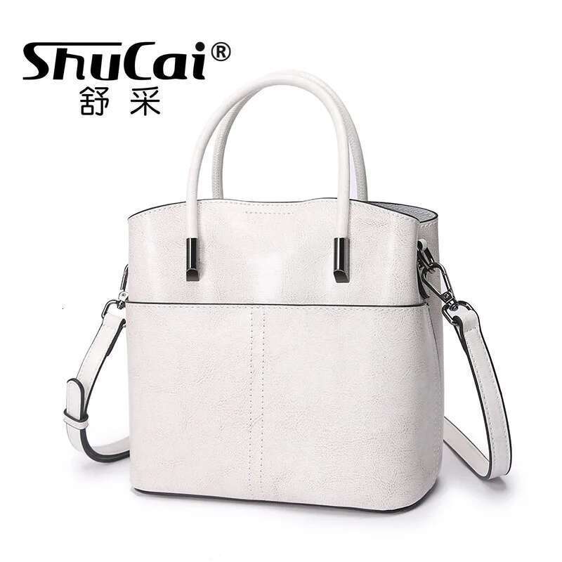 Genuine Leather Fashion Bucket Bag Casual Simple Ladies Handbag Single Shoulder Crossbody Tide bags for women