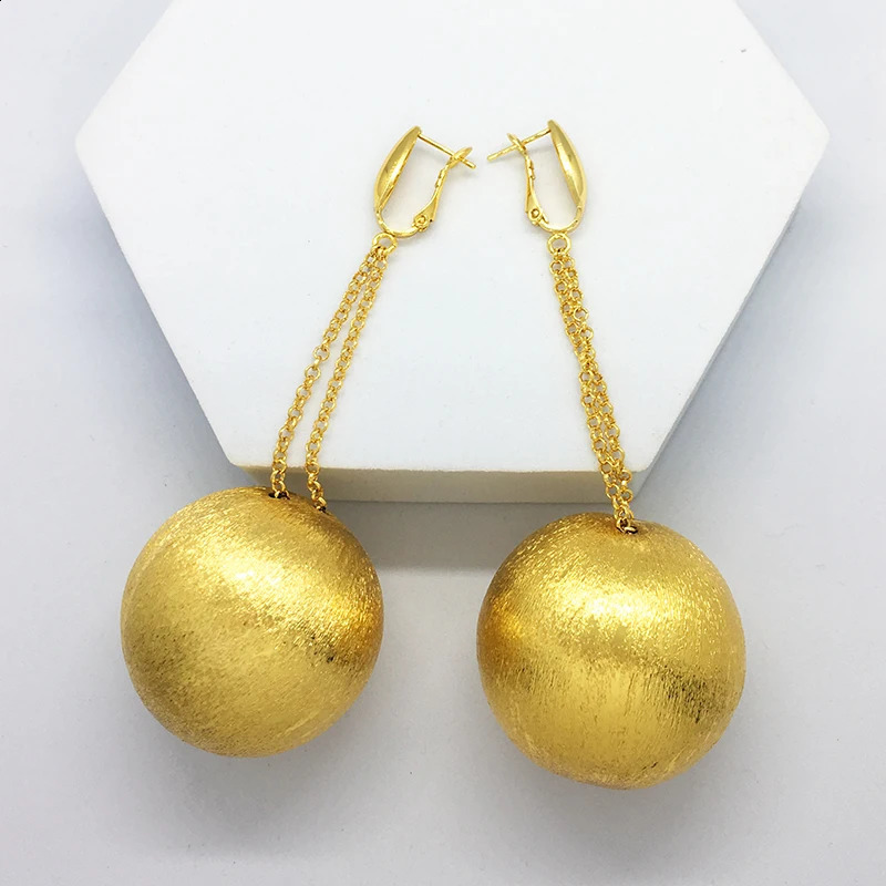 Dangle Drop Earrings African Long Chain Big Bead Hanging Teardrop Women Nightclub Party Jewelry 24K Gold Plated Anniversary Gift 250519