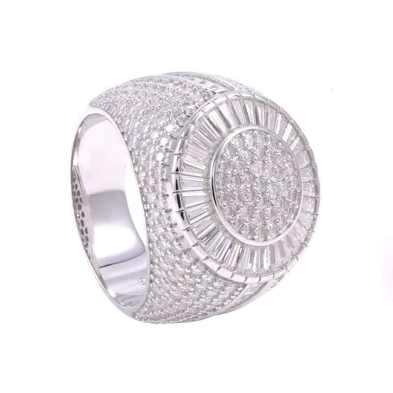 HYH New 925 Silver Fashion Hip Hop Moissanite Ice Out Rings Men