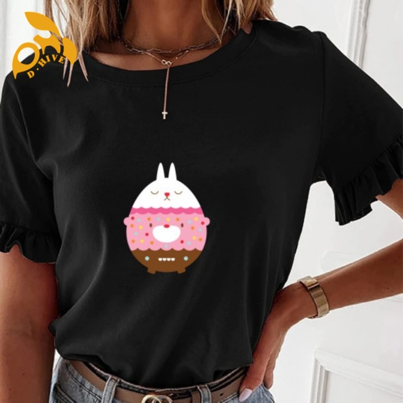 2025 Free Shipping Designer New Summer Short sleeve shirt Customized Tees fashion Ladies' short-sleeved ruffled T-shirt S-XXL