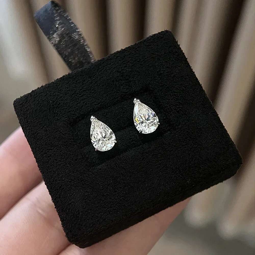 1/2/4ct Waterdrop Shape Moissanite Earrings For Women Pear Cut Lab Dia with Certificate S Sier Stud Ear Wedding Jewelry