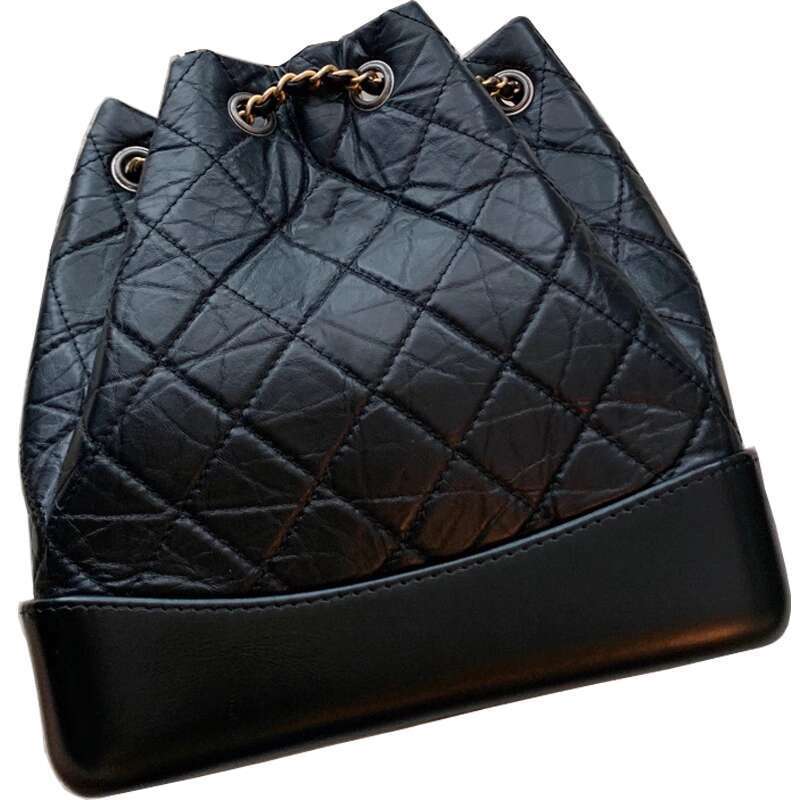 Xiaoxiangfeng Lingge Chain Bucket Bag for Women New Trendy Internet Celebrity Stray Genuine Leather s Single Shoulder Backpack