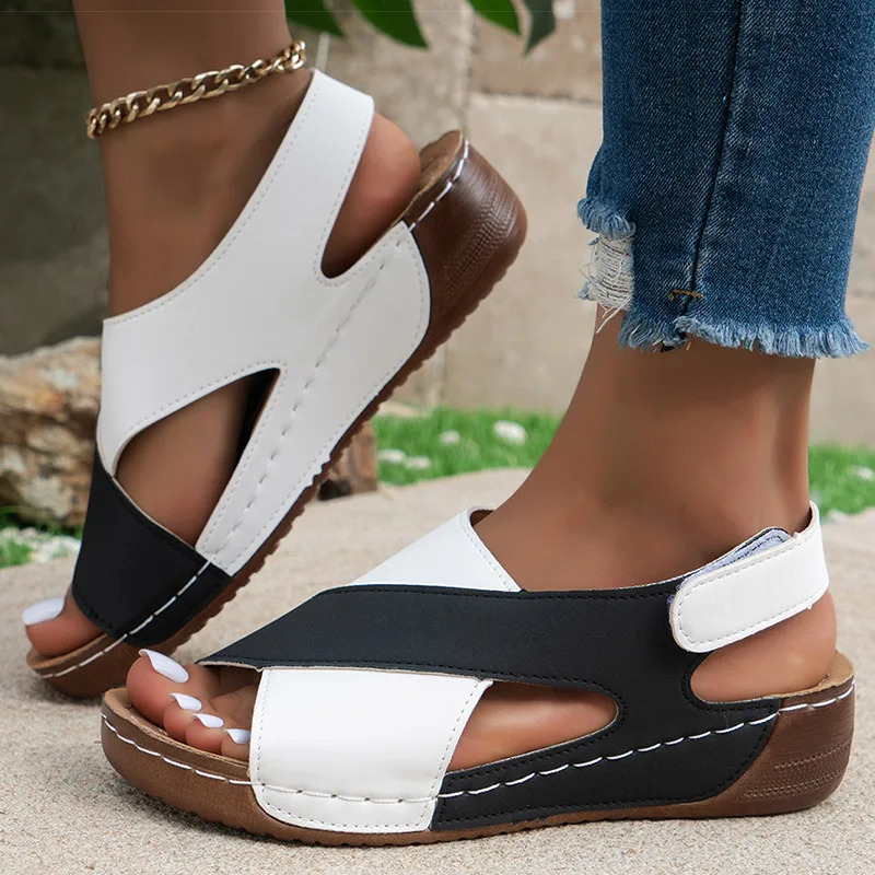 Womens Sandals Soft Heels Sandals Women Peep Toe Summer Shoes Lightweight Wedges Heeled Shoes Woman Footwear Summer Sandals 250516