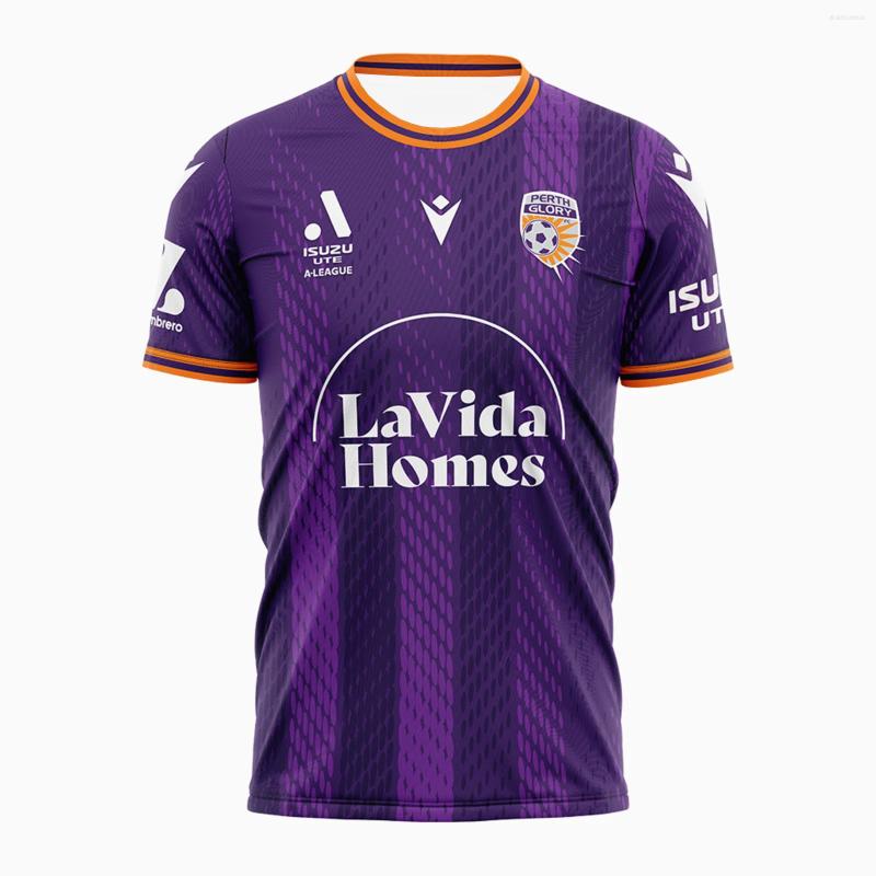 Men's T Shirts Perth Glory Summer 24-25 Season Home Luxury Designer Free Shipping And Away 3D Printed T-shirt Comfortable Breathable Outdoor Spor
