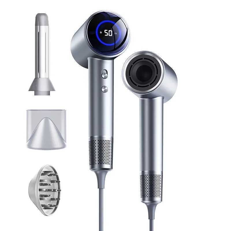 Light Weight High Speed Hair Blower Portable Negative Ion Blow Dryer With Lcd Display Hair Dryer Paper Neck Barber Wig Band z250520