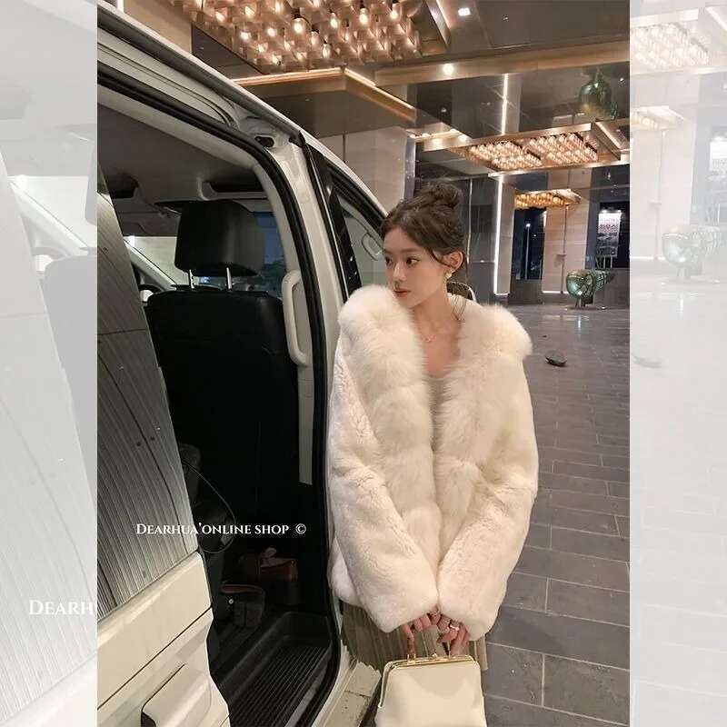 GkyocQ 2024 Socialite Jacket Environmentally Friendly Fur Autumn and Winter New Thick White Coat Female Clothing