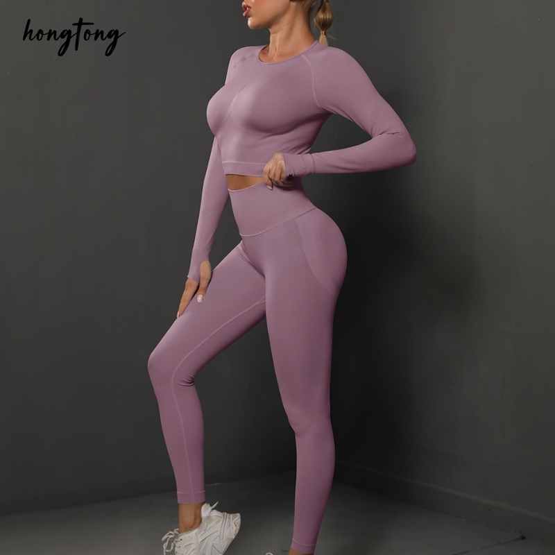 Yoga set gym set pilates women long sleeve pants two piece setskinny quick dry breathable moisture wicking outdoor running workout clothes size s-l