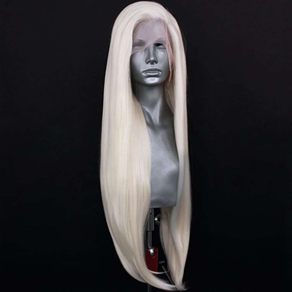 Platinum Blonde Wig Natural Front Wigs For Women Long Wave Lace Synthetic Hair Copper Red Cosplay Daily Wear