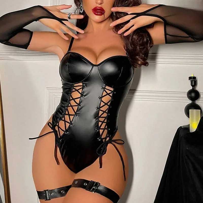 Sexy Lingerie Onesie Suit for Women Solid Color Lace Up Hollow Out See-through Womens Backless Underwear Suit Sexy Set R250520