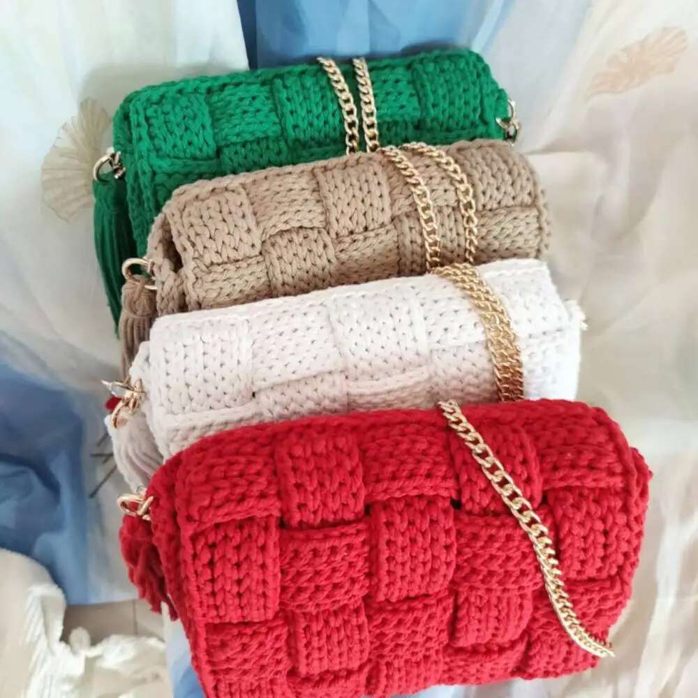 Handmade Crochet Boho Chic Crossbody Square Gran Tote Handbag Shoulder Vintage Style Hippie Summer Beach Bag