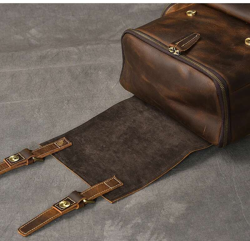 Vintage Crazy Horse Genuine Men Leather Bagpack Climbing Rucksack male Large Hiking Backpack M814