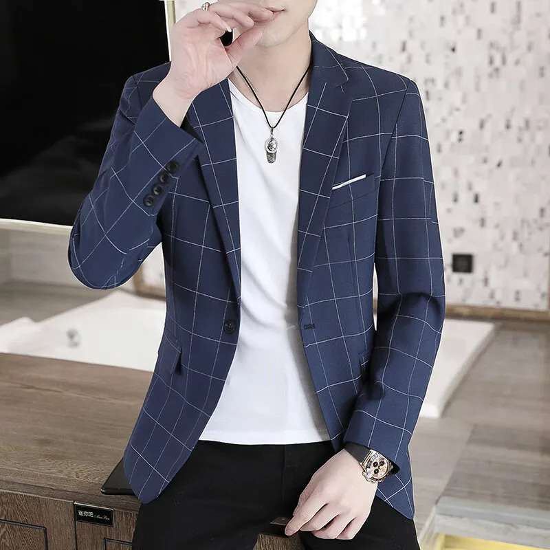 2025 explosive plaid pattern British suit jacket slim casual comfortable handsome mens clothing 250514