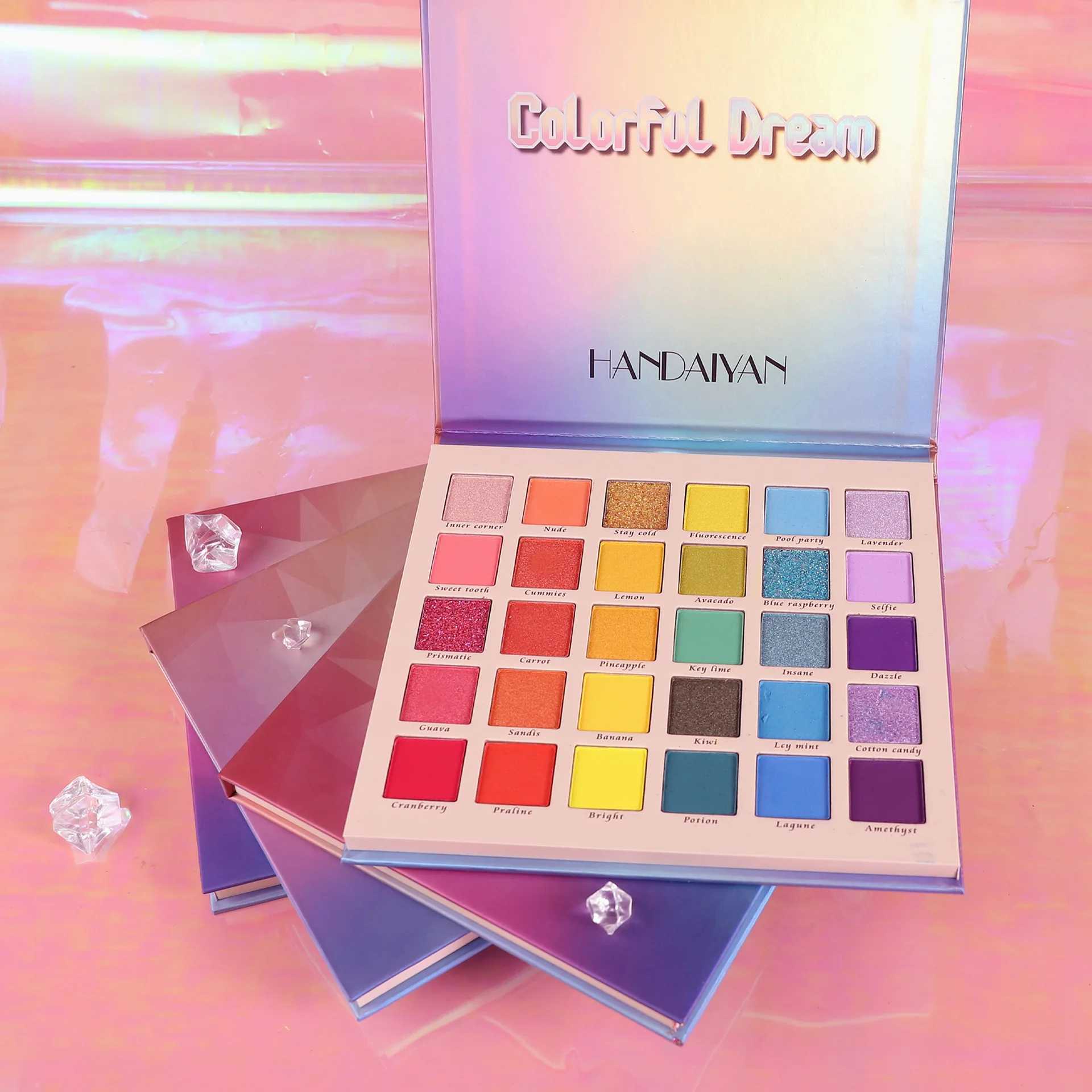 30-color rainbow eyeshadow palette. Matte nudes and pearly glitter for a stunning eye look perfect for stage and party W250520