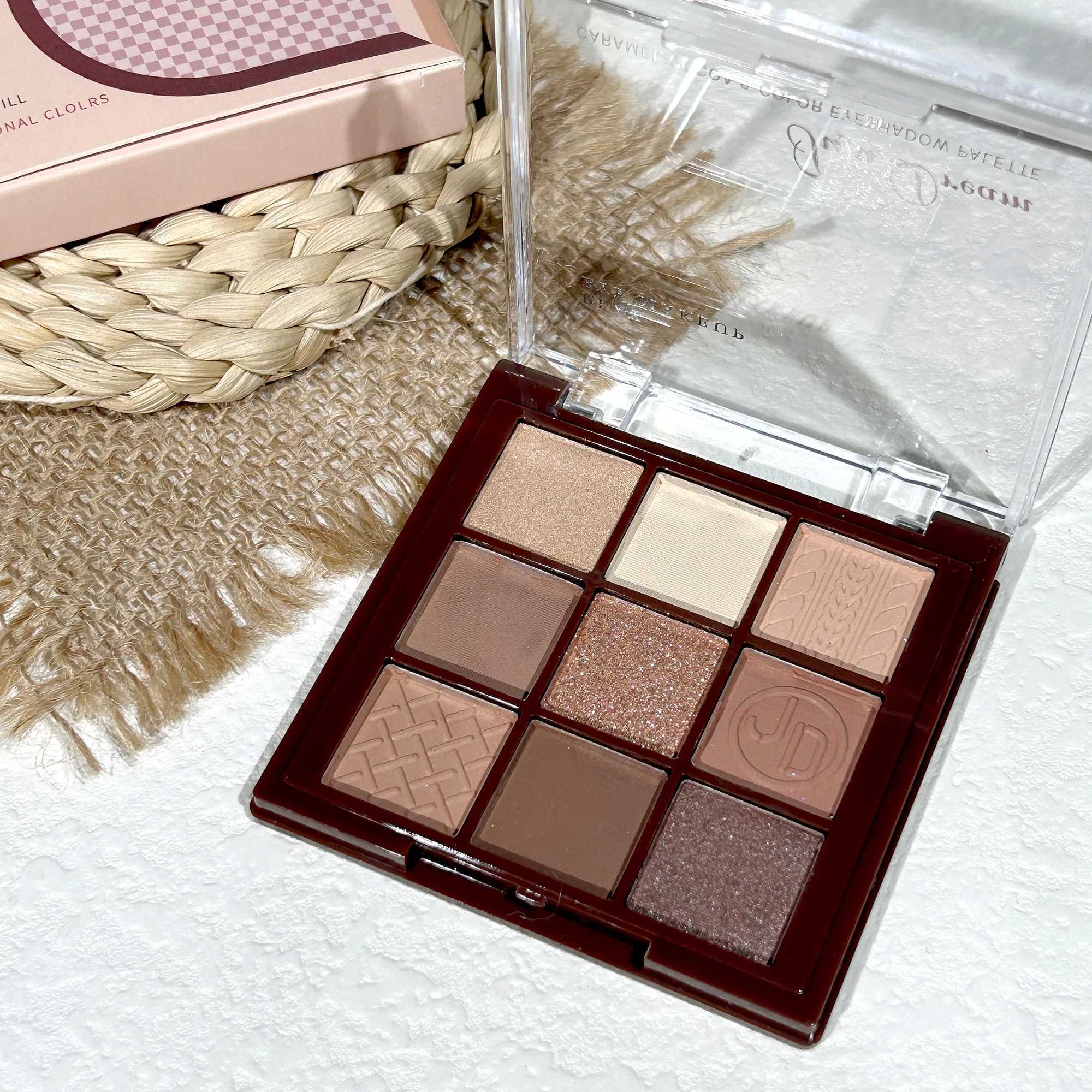 Chocolate Warm Brown Earth Palette - 9 Shades Matte Orange Brown Pearlescent Glitter Illuminating Wear EyeshadowXJ250520